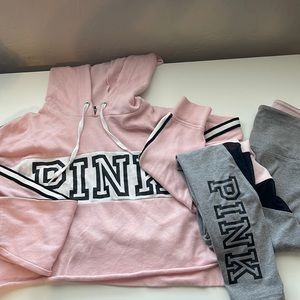 Pink set. Cropped top size medium, pants size small
